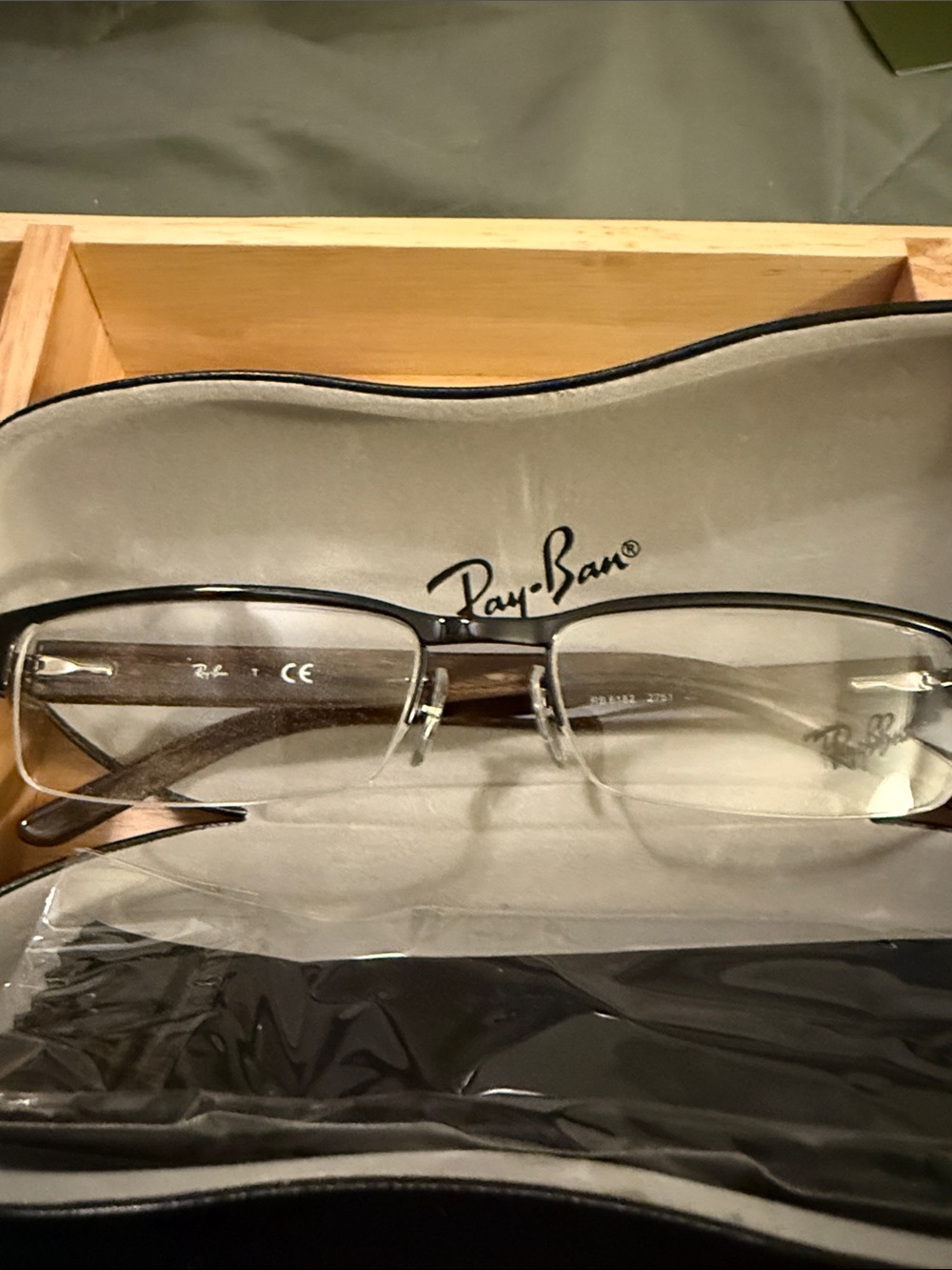 Ray-Ban Semi-Rimless Eyeglasses in Black and Red